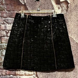 Xhileration Black Double Zip Metallic Mini Skirt Size Large NWT